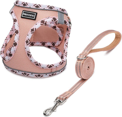 Mercano Soft Mesh Dog Harness and Leash Set, Step-In Reflective Breathable Lightweight Vest Harnesses with Safety Buckle for Small Dogs, Cats (Pink, S)9