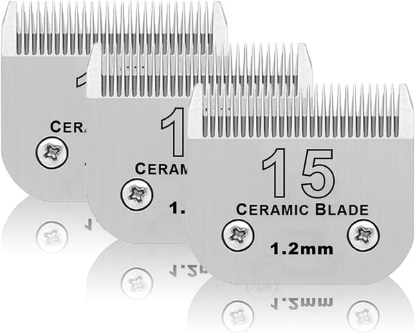 7FC Dog Grooming Ceramic Blades,Compatible with Andis,Oster A5,Wahl KM10 | Size 7FC Detachable Ceramic Blade 1/8-Inch 3.2MM Cut Length,3 Pack8