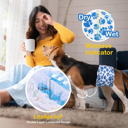Dono Dog Diapers Male, Disposable Male Dog Wraps 60Ct, Ultra Absorbent Doggie Diapers, Rapid-Dry Leak-Proof Puppy Diapers, Wetness Indicator Excitable Urination Incontinence, Small5