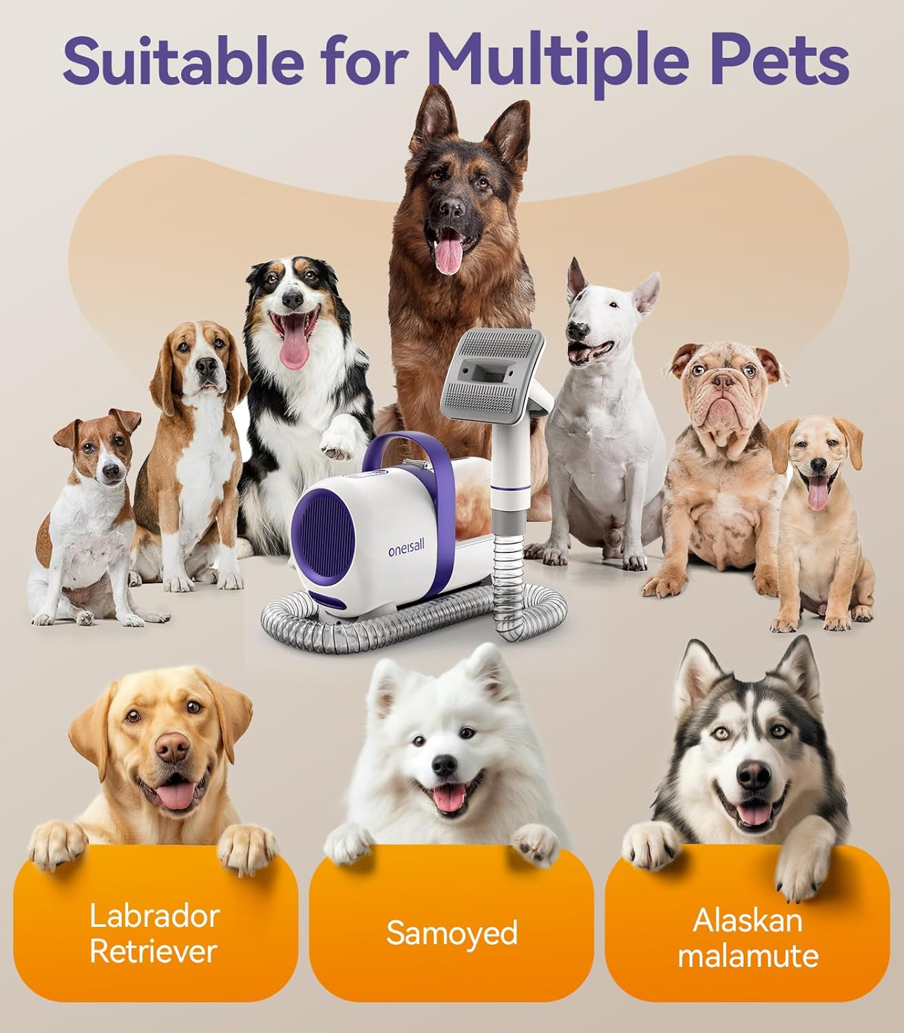 oneisall-dog-hair-vacuum-shedding-grooming-brush-kits-for-pet-thick-coats-15000pa-3-suction-low-noise-1-5l-dust-cup-5-in-1-kitsgrooming-deshedding-cleaning-brush-remover-roller-crevice-tool-lm5