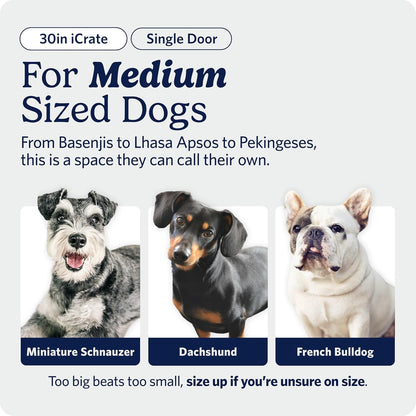 Midwest Homes for Pets 30-Inch Icrate for Medium Breeds, 21-40 Lbs, Single Door Folding Dog Crate with Divider Panel, Leak-Proof Tray & Secure Latch, Portable, Durable & Easy to Assemble2