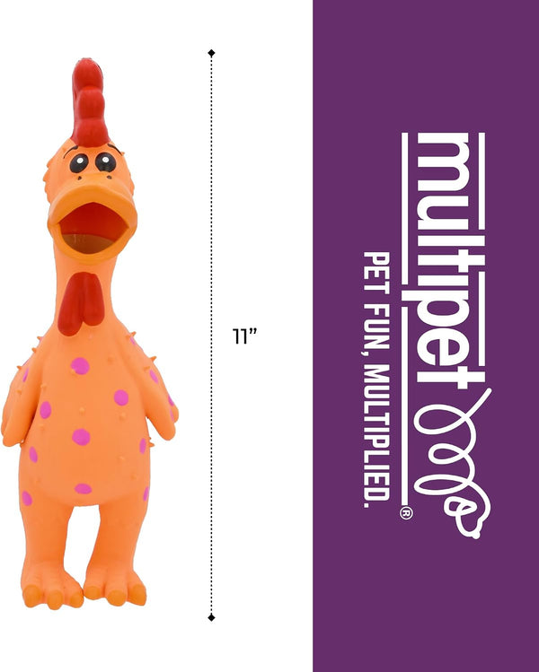Multipet Polka Dot Globken Chicken Latex Dog Toy - Squeaky Toy for All Dogs - Easy-To-Clean Squeaky Toys - Latex Dog Toys for Playing (1 Count, 11.5”, Random Color Surprise)5