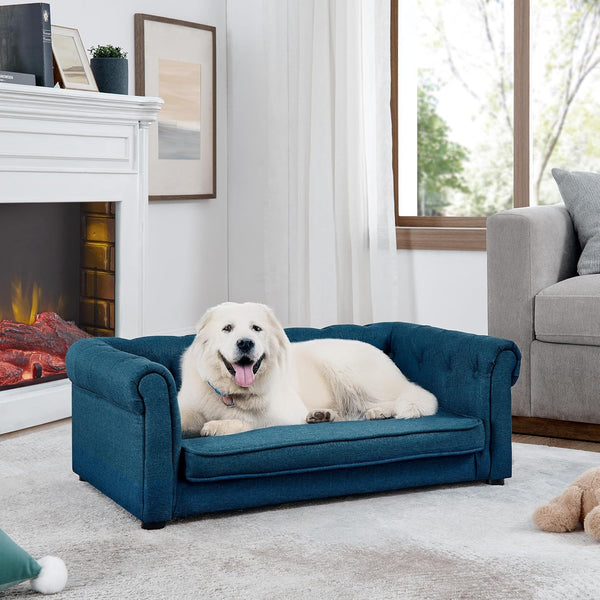 39.75" Modern Pet Sofa with Backrest and Armrests, Comfortable Foam Cushion Dog Couch for Small and Medium Dogs, Stable Leg Design for Living Room10