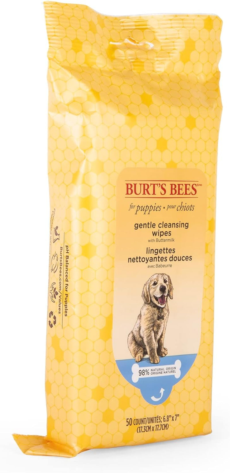 burts-bees-for-pets-gentle-cleansing-puppy-wipes-buttermilk-50-count-buttermilk-formula-hypoallergenic-98-natural-origin-gentle-cleansing-and-conditioning