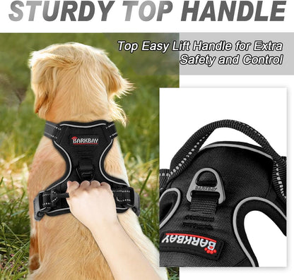BARKBAY No Pull Dog Harness Front Clip Heavy Duty Reflective Easy Control Handle for Large Dog Walking(Black,L)3
