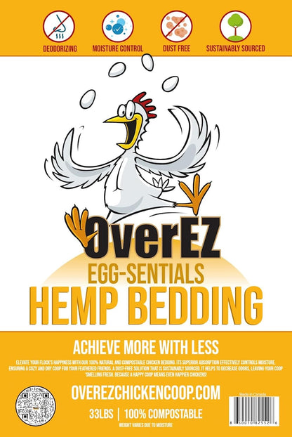[33Lbs] Overez Hemp Chicken Bedding - Made from 100% Natural Hemp - Super Absorbent, Eco-Friendly, Eggcellent Odor Control, and Dust Free2