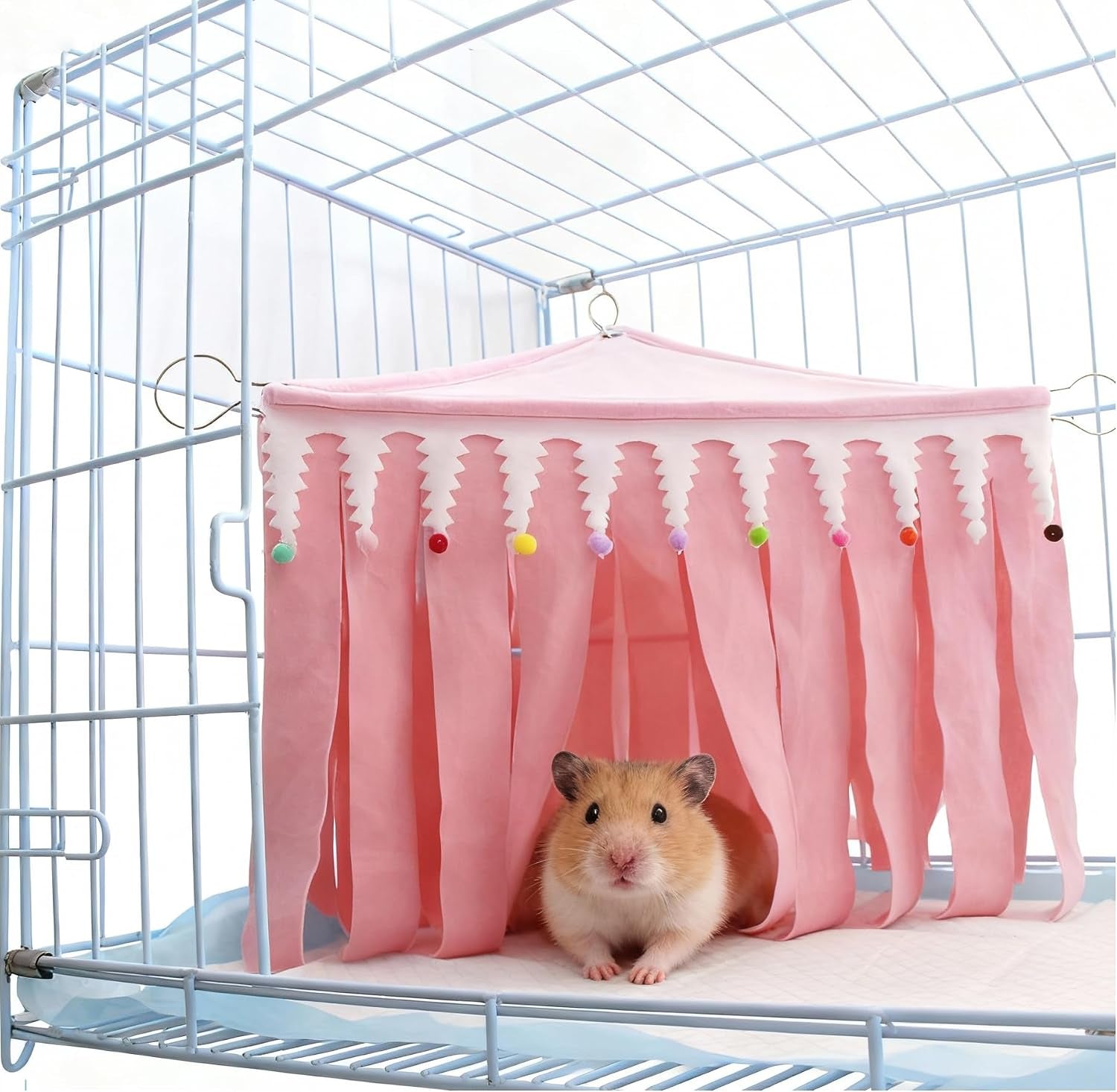 guinea-pig-hideout-pets-forest-cage-corner-hideout-cage-accessories-for-guinea-pig-bunny-chinchilla-hamster-rabbit-and-other-small-pets-no-metal-fences-pink-medium