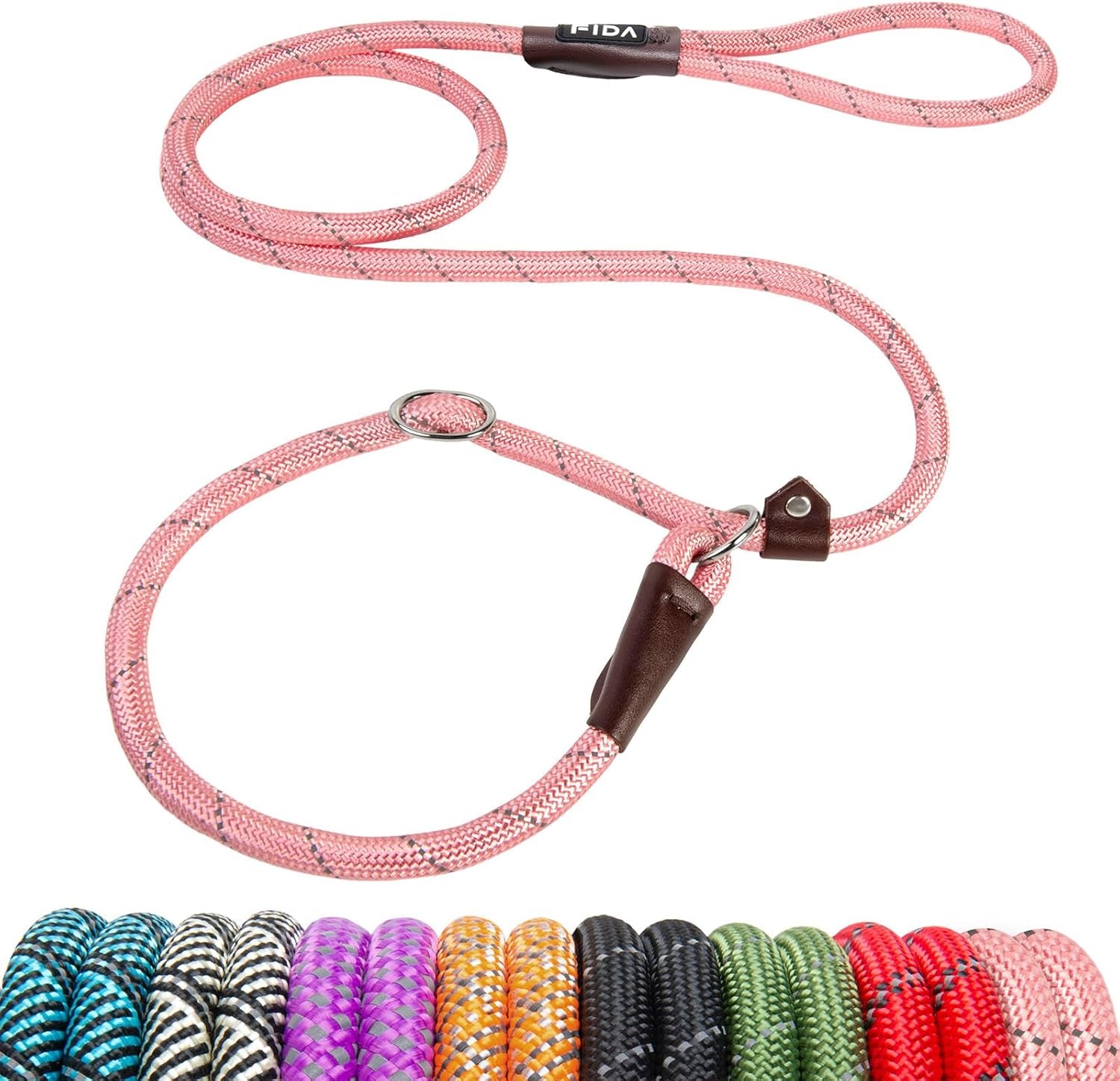 fida-durable-slip-lead-dog-leash-6-ft-x-1-2-heavy-duty-dog-loop-leashes-comfortable-strong-rope-slip-leash-for-large-medium-dogs-no-pull-pet-training-lead-with-highly-reflective1-2-black