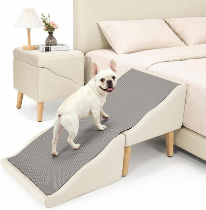 Dog Stairs for Small Dogs 16 Inch High Upgraded Non Slip Foldable Dog Ramp,For Senior Injured Small to Large Dogs Cats Pet Stairs,Pu Leather Furniture Style Pet Steps9