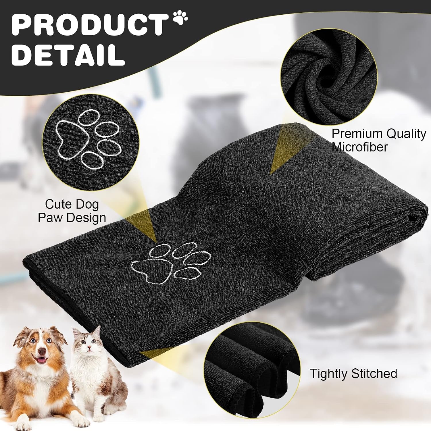 chumia-4-pack-dog-towels-for-drying-large-microfiber-grooming-tools-absorbent-soft-bath-supplies-with-embroidered-paw-for-small-medium-pet-products16-x-32-inch-black