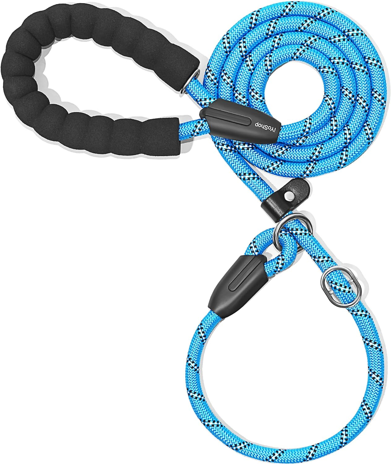 iyoshop-durable-slip-lead-dog-leash-with-padded-handle-and-highly-reflective-threads-no-pull-dog-training-leash-1-2-x-6-ft-black