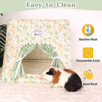 Jenvd Guinea Pig Hideout Large with Curtain, Machine Washable Bunny Hideout | Bottomless Guinea Pig Hide Tent Houses & Habitats, Easy-Clean Small Animal Hideout for Pet Rabbit, Rat, Chinchilla, Squirrel4