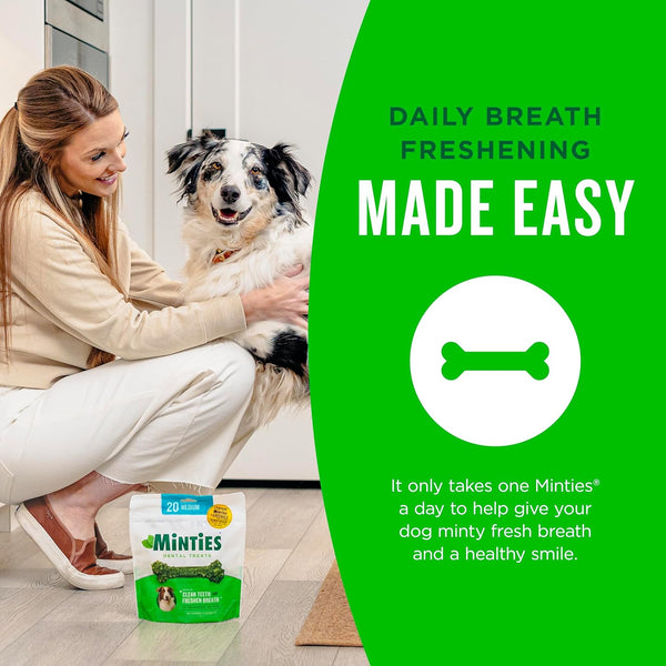 Minties Dog Dental Bone Treats, Tiny/Small Dental Dog Treats, 16 Ounces, Cleans Teeth, Fight Bad Breath, Removes Plaque and Tartar, 40 Count5