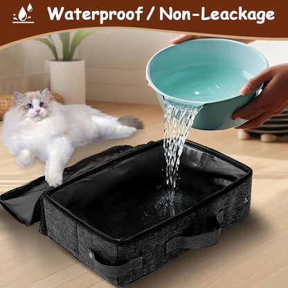 Portable Cat Litter Box with Lid, 16 * 12 * 6 Inches, Black | Foldable, Ease of Use, Non-Leaking, Easy to Take, Lightweight, for Outdoor Camping & Traveling, Zipper Lock5
