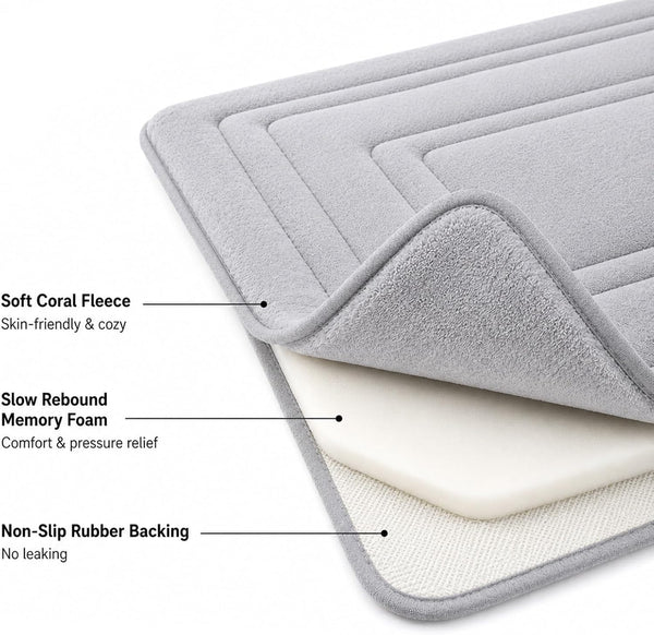 Cat Bed Mat, Memory Foam, Waterproof Non-Slip Base, 24 X 16 in | Soft Coral Fleece, Slow-Rebound Memory Foam and Full Rubber Backing; Machine Washable for Crates, Pet Beds and Floors.3