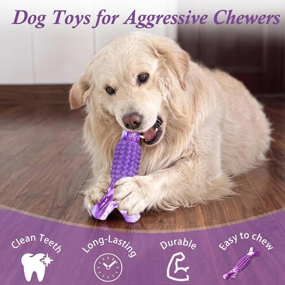 Dog Toys for Aggressive Chewers, Tough Stick Chew Bone | Durable Rubber & Nylon Dog Bones, Indestructible Dog Doys for Medium,Large Dogs,Beef Flavor2