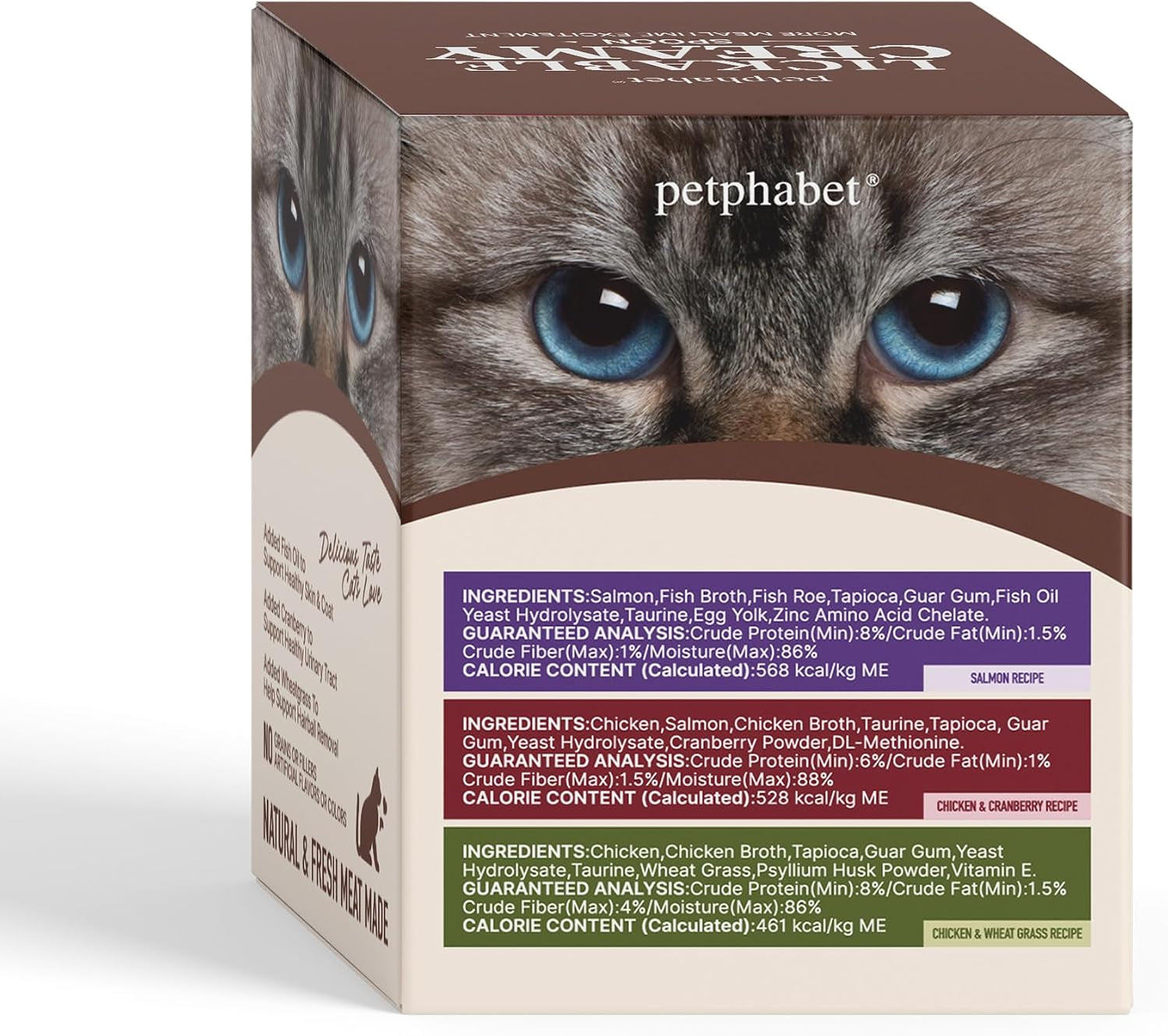 petphabet-lickable-cat-treats-spoon-3-flavors-variety-pack-36-count-creamy-puree-kitten-treat-functional-wet-paste-skin-coat-support-hairball-relief-urinary-health-grain-free-with-taurine