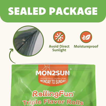 MON2SUN Dog Treats, 3 Inch Rawhide-Free Chicken, Duck & Beef Rolls,21.16 Oz | Easy-To-Digest Texture, Suitable for Small Dogs, Daily Reward Use, Made with Real Meat7