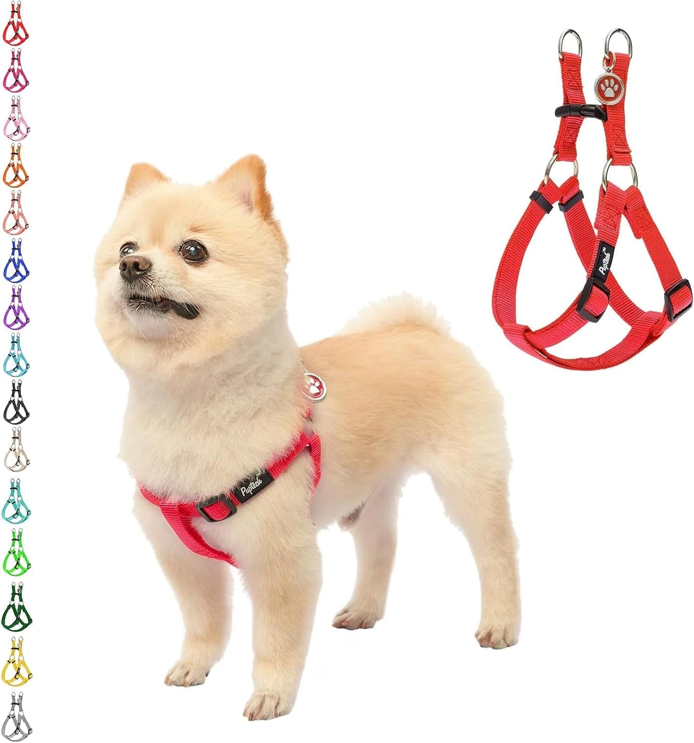 pupteck-no-pull-dog-harness-soft-adjustable-basic-nylon-step-in-puppy-vest-outdoor-walking-with-id-tag