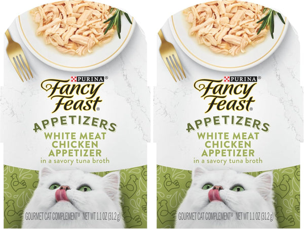 Purina Fancy Feast Appetizers Grain Free Wet Cat Food Complement White Meat Chicken Appetizer in a Savory Tuna Broth Cat Food Topper - (Pack of 10) 1.1 Oz. Trays9