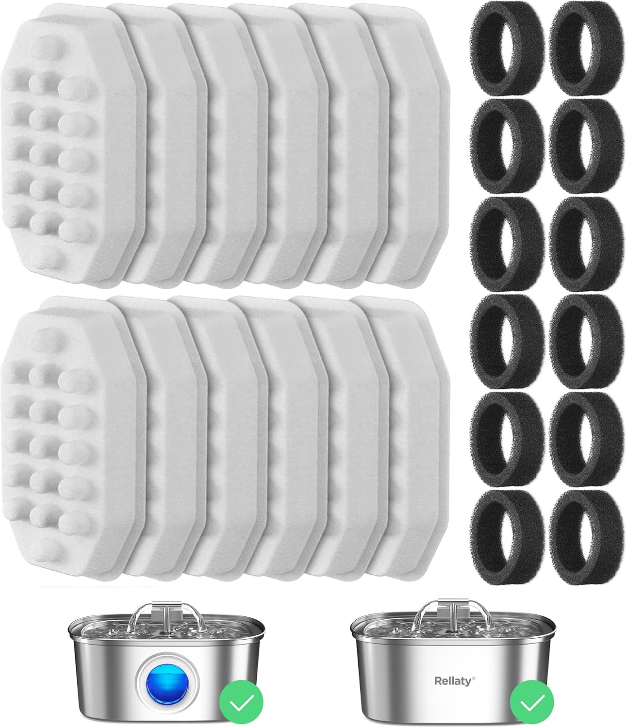 rellaty-cat-water-fountain-stainless-steel-8-filters-replacement-8-pre-filter-sponges