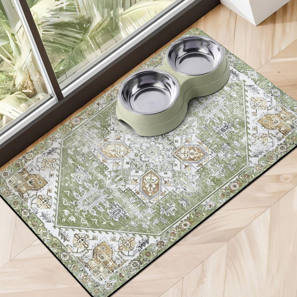 Dog Food Mats for Floors Absorbent, Pet Cat Food Mat - Non Slip Dog Bowl Mats for Food and Water, Eco-Friendly Boho Dog Placemats Feeding Mat Pet Supplies10