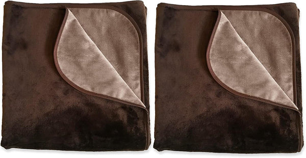 Silky Waterproof Throw for Protecting Furniture Bed Couch from Stains Caused by Dogs, Cats, Incontinence. Soft, Washable, Reversible (Size Small 2Pack 30X35 Inches, Color Chocolate/Cappuccino)1