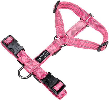 EXCELLENT ELITE SPANKER No Pull Dog Harness Reflective Nylon Vest L-Shaped Adjustable Easy Pet Harness for Small Medium Large Breeds Dogs Walking Training Black Red(Pink-M)5