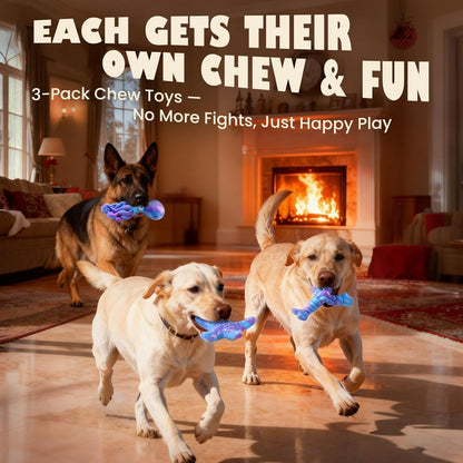 Oceanbone 3 Pack Rock-Hard Nylon Dog Chew Toys for Aggressive Chewers, Indestructible Dog Toys, Bacon Flavor Chew Bones for Large Dogs 20-90 Lbs, Heavy Duty, Long-Lasting, Keeps Dogs Busy (XL Ocean)9