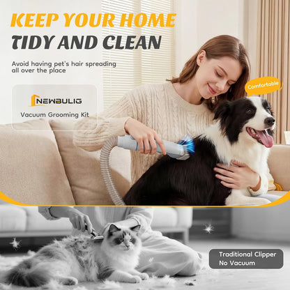 NEWBULIG Pet Grooming Vacuum Kit for Cats and Dogs, 2.5L Dust Cup, White | 3 Suction Modes and 5 Groomer Tools, Dog Clippers with Cordless Low Noise for Cats, Dogs Other Animals Hair Trimmer5