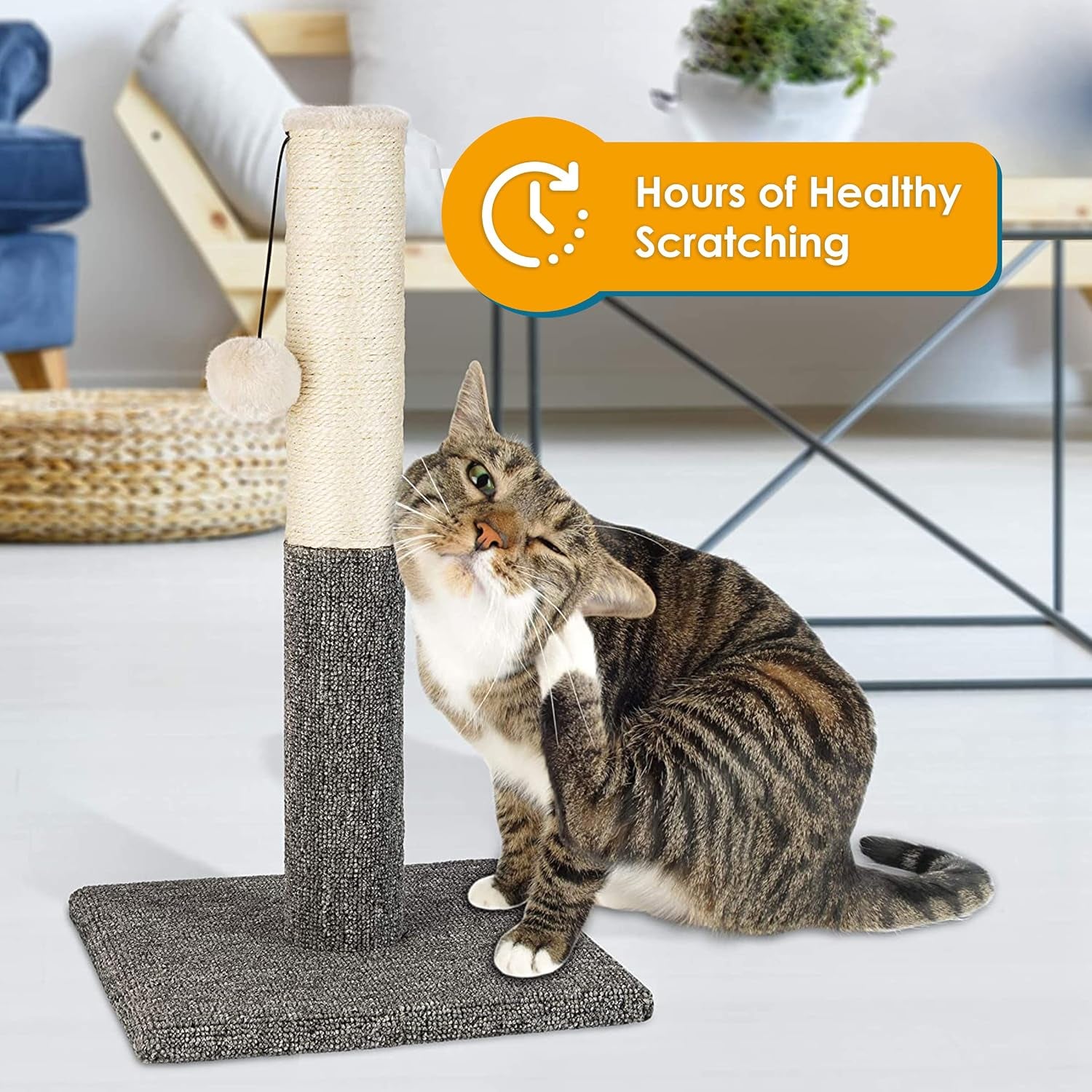 pawbee-20-cat-scratching-post-with-hanging-ball-modern-sisal-rope-pole-scratcher-tower-for-indoor-kitten