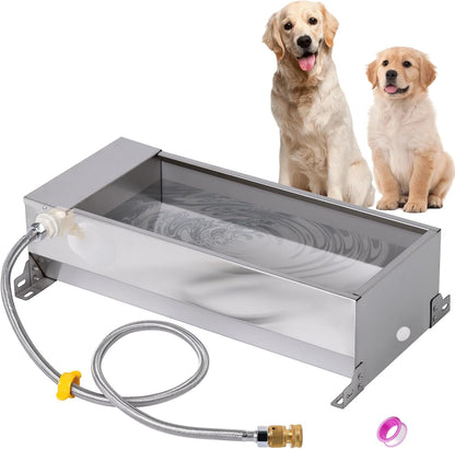 Automatic Large Dog Water Bowl Dispenser Outdoor Stainless Steel Automatic Livestock Water Trough Large Capacity Auto Fill Dog Waterer with Float Valve, for Chicken Geese Duck Goat Pig1