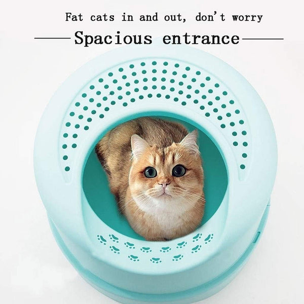 Dog Potty Training Toilet ﻿ Top Entry Cat Litter Bowl Anti-Splashing Toilet Semi-Closed Tray Fully Enclosed(White)5