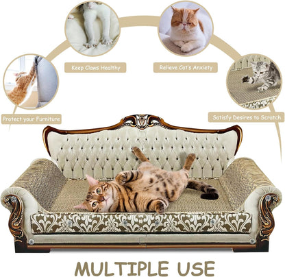 Luxury Cardboard Cat Scratcher Sofa Bed, Couch Shaped Scratching Board, Scratch Lounge with Catnip, Scratcher for Indoor Cats Large Grey4