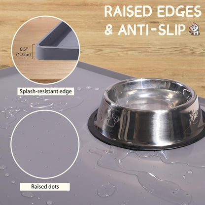 Mateeylife Silicone Cat & Dog Food Mat for Floors Waterproof, Anti-Slip Dog Bowl Mats for Food and Water, Pet Feeding Mats with Lip to Prevent Spills, Pet Placemat for Messy Drinkers to Protect Floors3