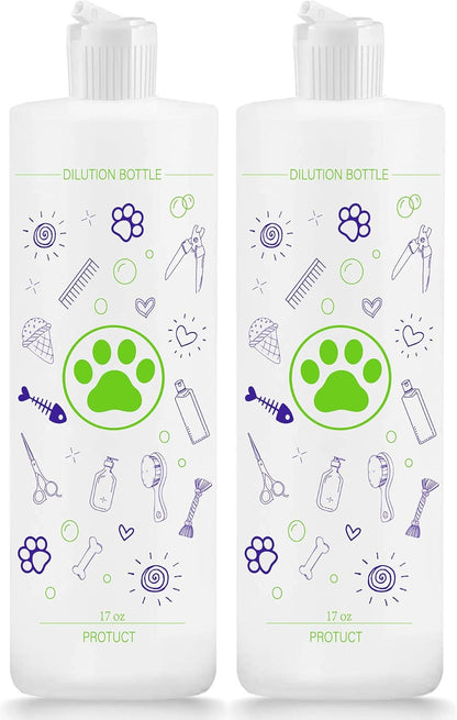 2 Pack Pet Shampoo Dilution Bottles, Specialties Mixing Bottle for Concentrated Dog Shampoo and Conditioner Grooms (2)1