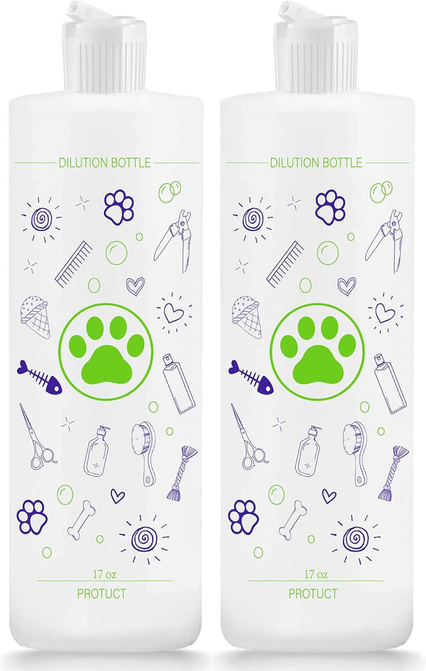 2 Pack Pet Shampoo Dilution Bottles, Specialties Mixing Bottle for Concentrated Dog Shampoo and Conditioner Grooms (2)1