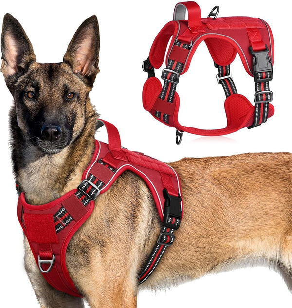 Rabbitgoo Tactical Dog Harness for Large, No Pull Military Service Vest | Molle & Handle, Heavy Duty, Adjustable, Reflective Straps, Easy Control for Training Walking, Black, Large39