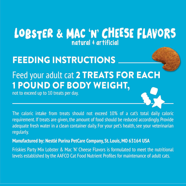 Purina Friskies Cat Treats, Party Mix Lobster & Mac 'N' Cheese Flavors - (Pack of 6) 6 Oz. Pouches11