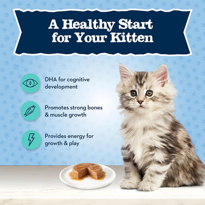 Blue Buffalo Baby Blue Natural Kitten Wet Cat Food Paté Variety Pack, Healthy Growth Formula with DHA, High-Protein & Grain-Free, Chicken and Salmon Recipes, 3-Oz Cans (6 Count, 3 of Each)4