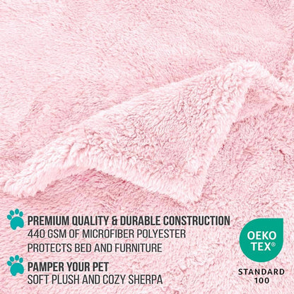 Petami Fluffy Waterproof Dog Blanket for Couch and Bed, Reversible Sherpa Pet Throw, Pee Proof Furniture Protector Sofa Cover, Washable Cat Blanket for Small Medium Dogs and Cats (Pink Blush, 24X32)5