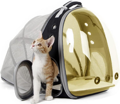 Expandable Pink Cat Backpack Carrier, Fit up to 12 Lbs, Space Capsule Clear Bubble Window Pet Carrier Backpack for Kitten Bunny Rabbit and Small Puppy12