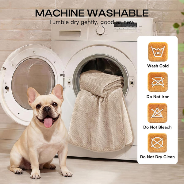 Luciphia Waterproof Blanket for Large Dog Ultra-Soft & Calming Pet Throw Reversible Warm Fleece Durable Furniture Crate Couch Bed Cover Protector Machine Washable Leakproof Beige L (65''X57'')8
