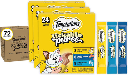 Temptations Creamy Puree Squeezable Lickable Cat Treats, Wet Cat Treats with Salmon, 0.42 Oz. Tubes, 24 Count - Packaging May Vary27