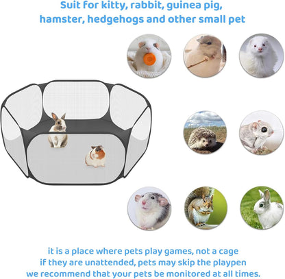 Amakunft Small Animal Playpen, Pop-Up Portable Play Yard for Guinea Pigs, Rabbits, Hamsters, Hedgehogs, Foldable Exercise Fence with Breathable Mesh for Indoor Outdoor Use | 47 X 24 X 15 in Portable Guinea Pig Play Pen with Breathable Mesh, Folds Flat for Storage and Travel, for Small Pet Play4