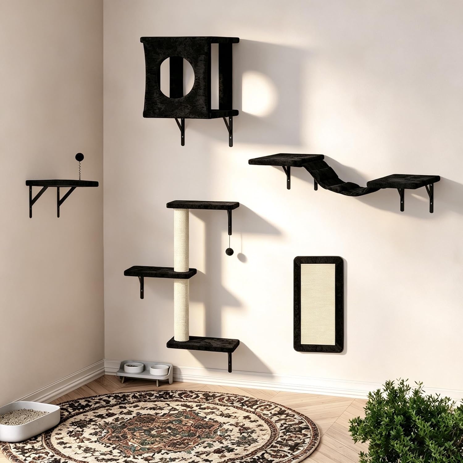 12-in-1-cat-wall-shelves-wall-mounted-cat-climber-with-condo-house-scratching-post-bridge-ladder-space-saving-indoor-play-furniture-for-kittens-black