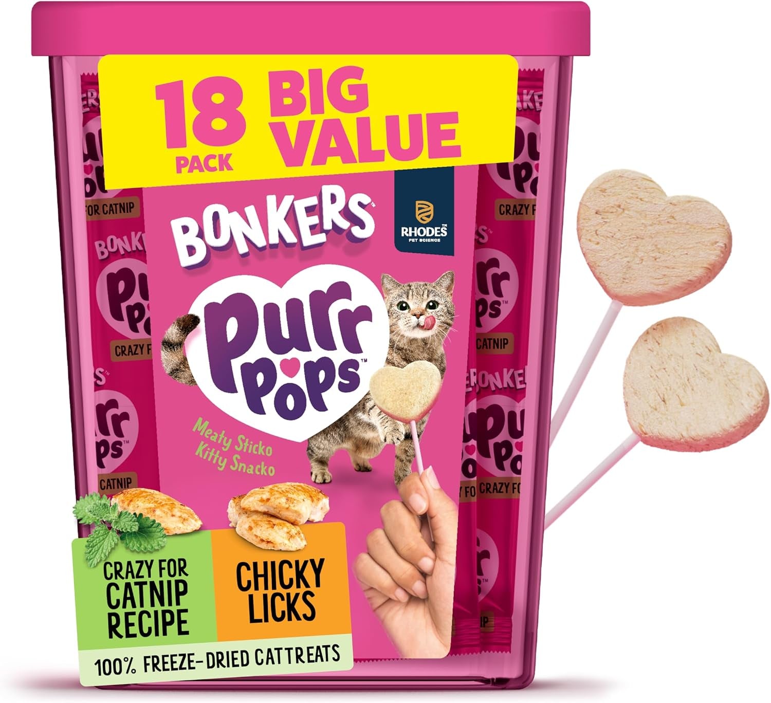 bonkers-purrpops-freeze-dried-chicken-catnip-flavor-lollipop-cat-treats-healthy-real-meat-treats-training-treats-or-food-topper-for-all-breeds-and-ages-value-pack-18-pieces