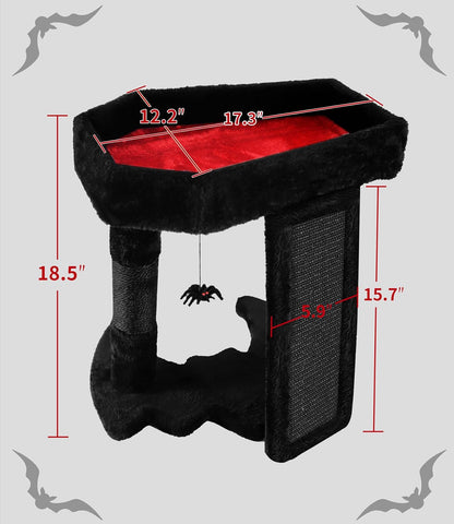 Gothic Cat Tree Tower with Coffin Bed for Indoor Cats, Black | Halloween Scratching Post｜ Spooky Sisal Scratcher｜Goth Cat Trees｜Interactive Spider Toys｜Activity Kitty Play Center8