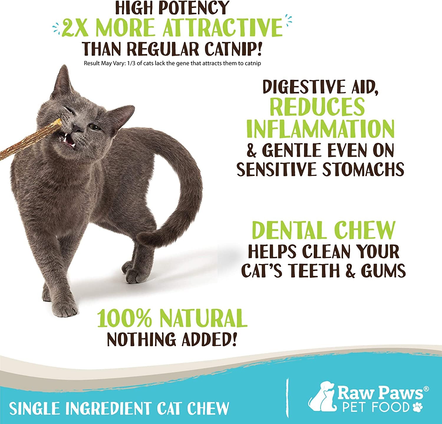 raw-paws-silvervine-sticks-for-cats-30-count-dental-cat-chew-stick-catnip-alternative-matatabi-cat-toy-silver-vine-sticks-indoor-cat-enrichment-chewing