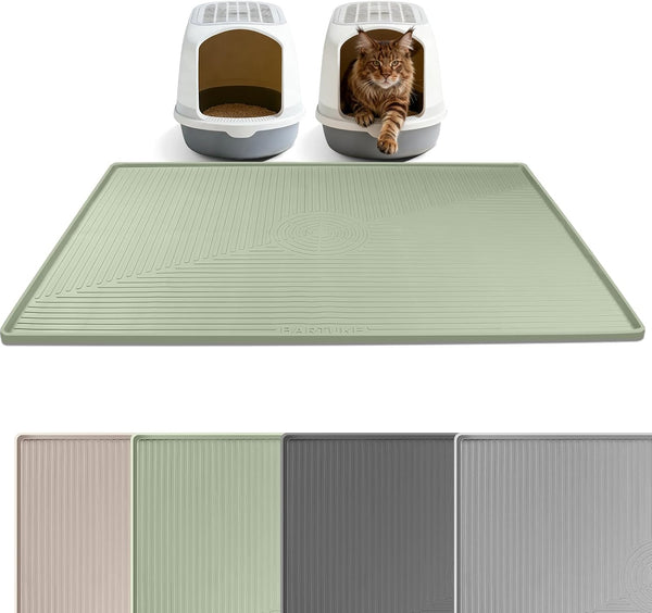 Silicone Cat Litter Mat 47" X 35" Cat Mat for Litter Box, Khaki | Extra Large Cat Litter Trapping Mat for Floor, Waterproof, Non-Slip Kitty Litter Box Mat with Raised Edge, Easy to Clean16
